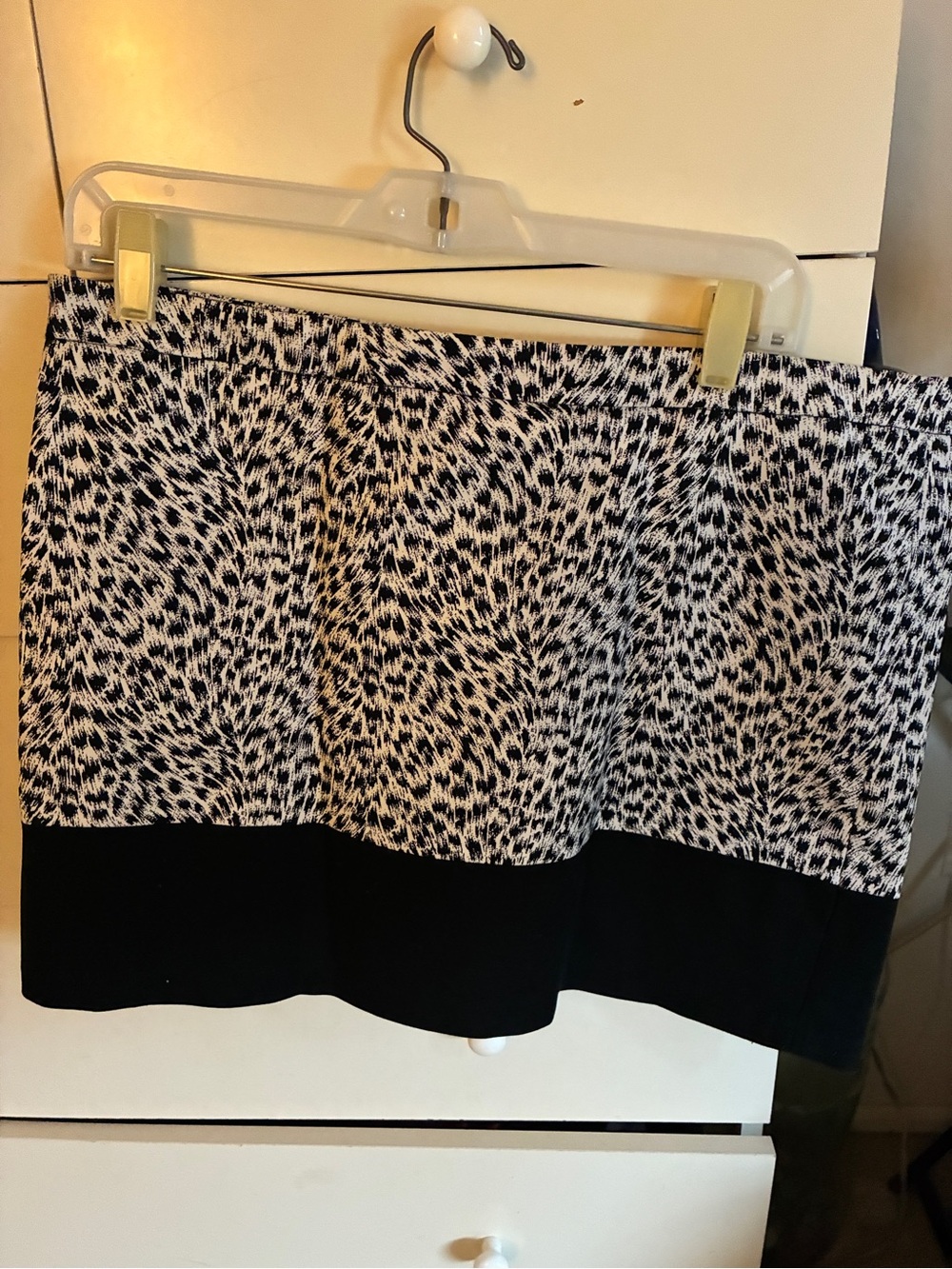 Black & White Mini Skirt with Solid Hem - Women's